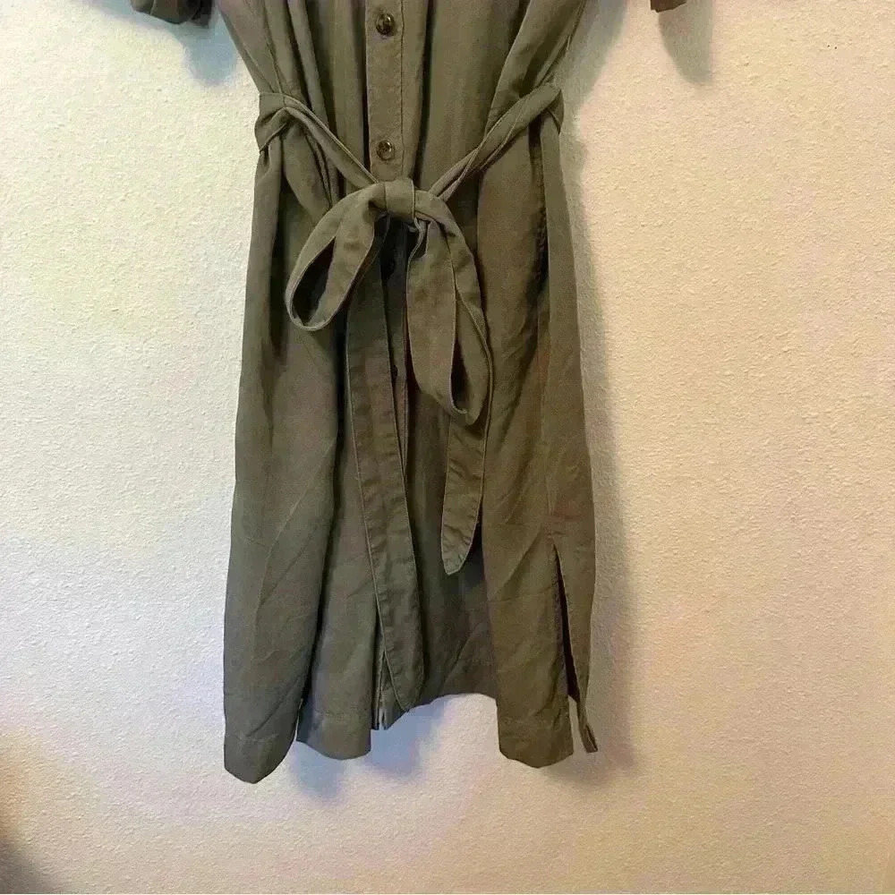 Marine Layer - Midi Green Short Sleeve Button Down Dress - Picture 2 of 8
